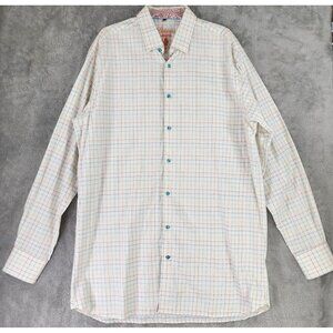Luchiano Visconti Shirt Mens XLT Multicolor Striped Preppy Button Up Long Sleeve